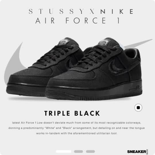 STUSSY X NIKE AIR FORCE 1 TRIPLE BLACK