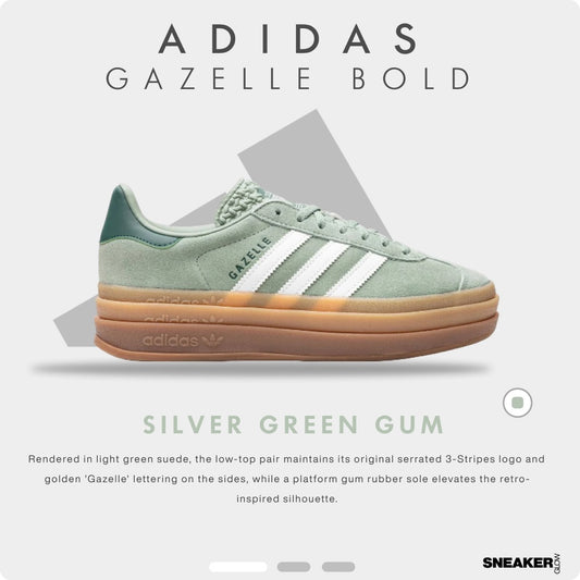 ADIDAS GAZELLE SILVER GREEN GUM