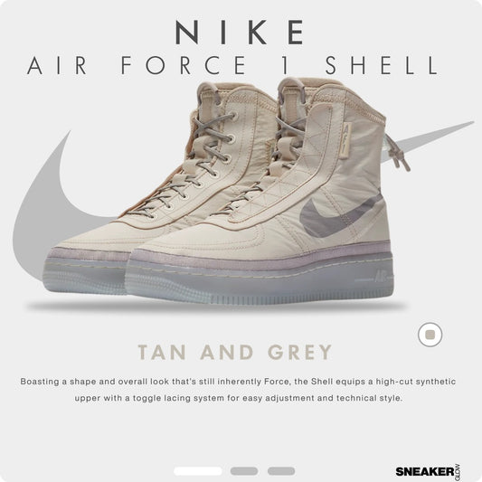 NIKE AIR FORCE SHELL TAN AND GREY